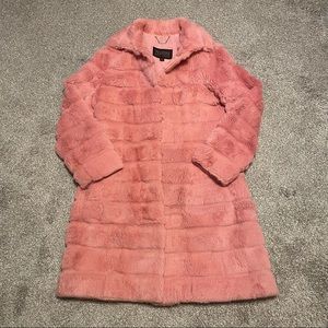 Wilsons Leather Pelle Studio Pink Fur Coat Size L